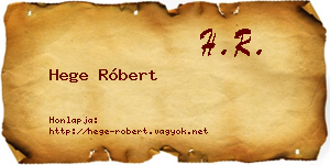 Hege Róbert névjegykártya
